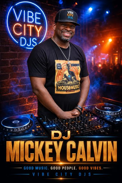 DJ Mickey Calvin at the decks